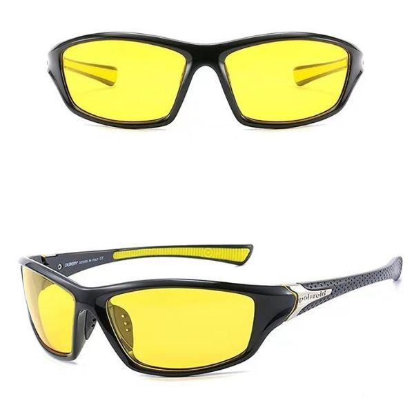 Óculos de Sol Esportivo Polarizado Preto Amarelo