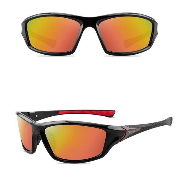 Óculos de Sol Esportivo Polarizado Preto Laranja
