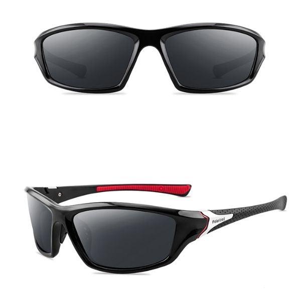 Óculos de Sol Esportivo Polarizado Preto Vermelho